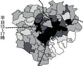 区部自動車集中交通量密度（全車種・平日15～17時）