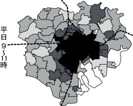 区部自動車集中交通量密度（全車種・平日9～11時）