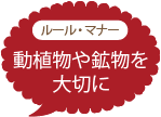 ルール・マナー　動植物や鉱物を大切に