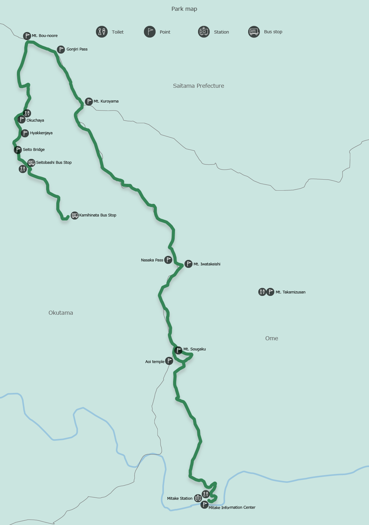 map of The Mountain Grass Trail (Yamakusa no michi) 