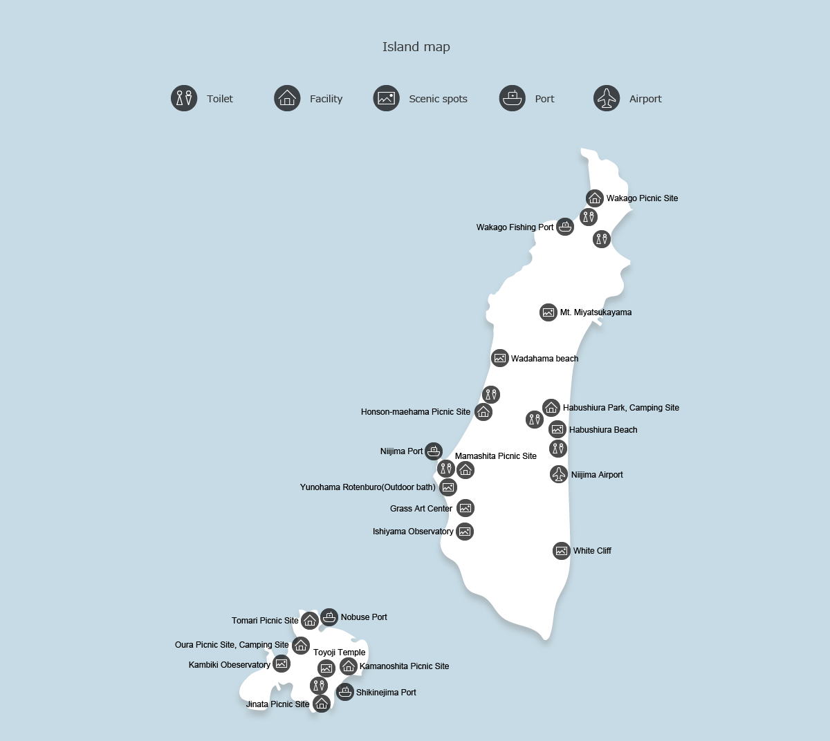 map of Niijima Island and Shikinejima Island