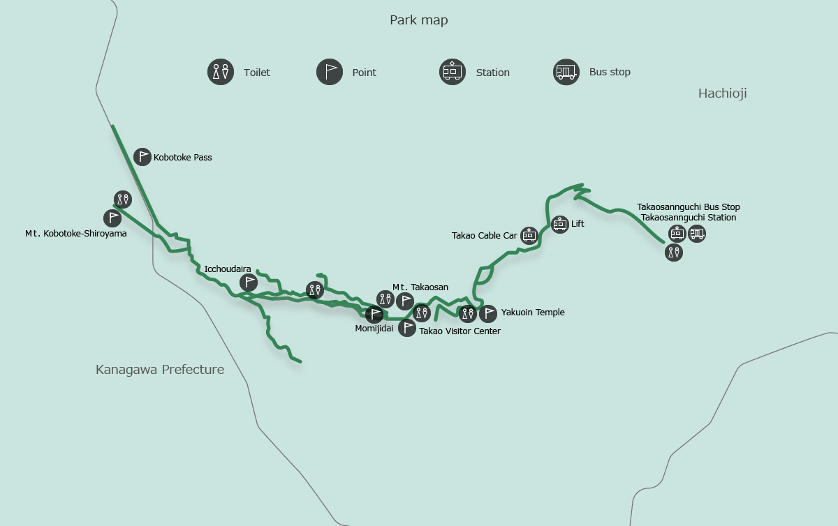 Map of Tokai Nature Trail, Tokyo Course