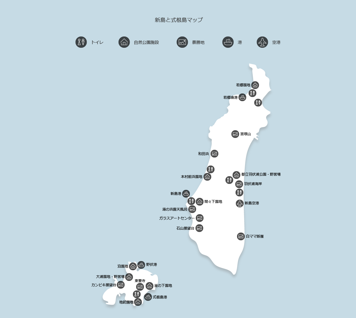 新島と式根島の地図