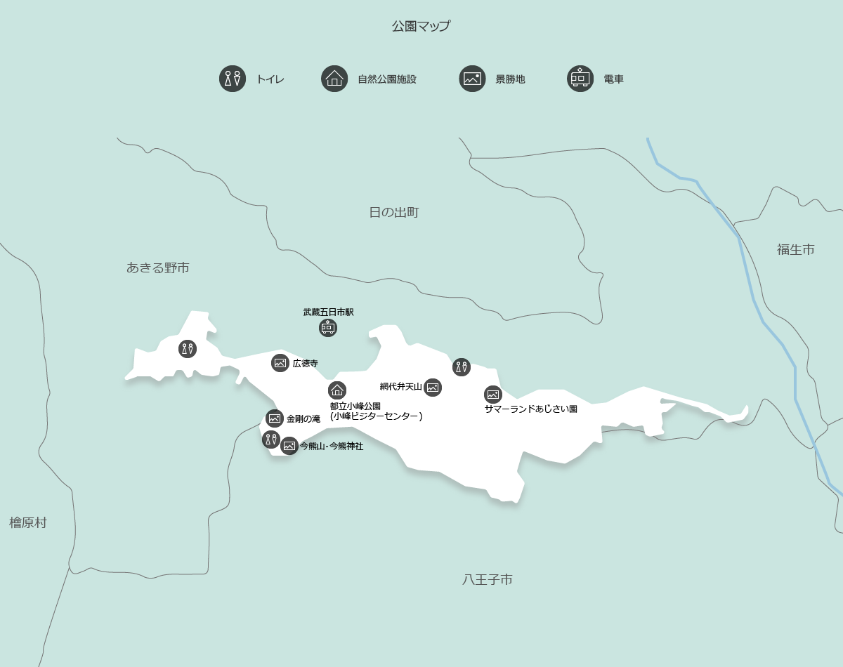 都立秋川丘陵自然公園の地図