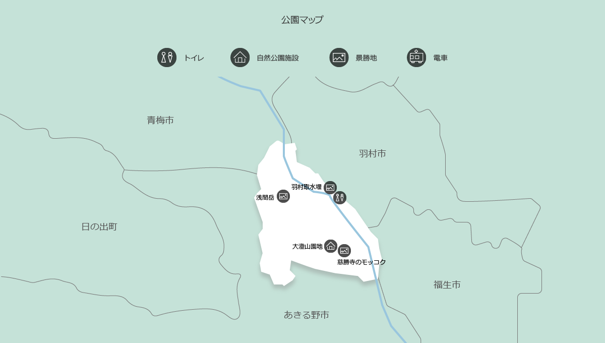 都立羽村草花丘陵自然公園の地図