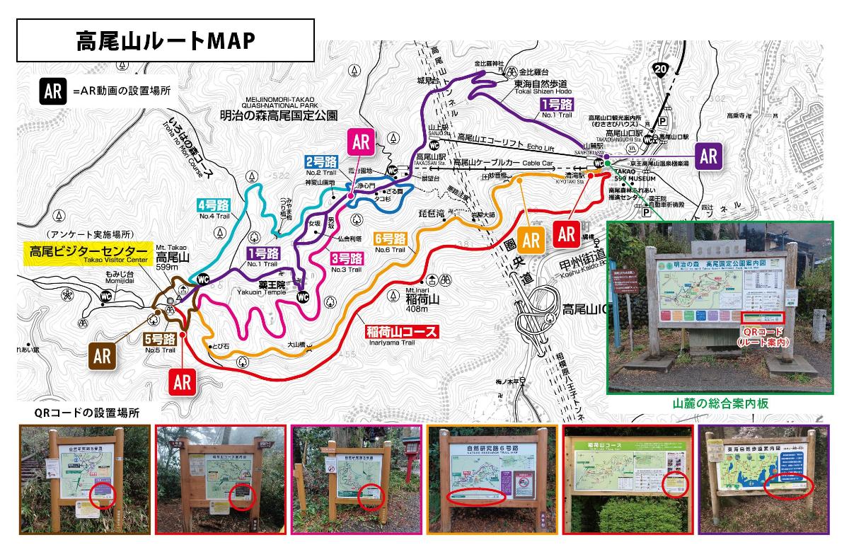 高尾山QRコードの位置図